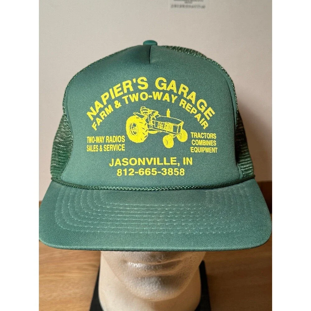 Vintage Napier’s Garage Farm Repair Jasonville Indiana Trucker Snapback‎ Hat